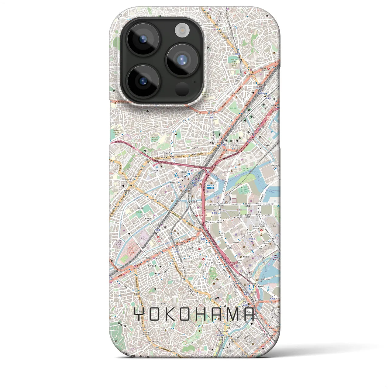 【横浜2】地図柄iPhoneケース（バックカバータイプ・ナチュラル）iPhone 15 Pro Max 用