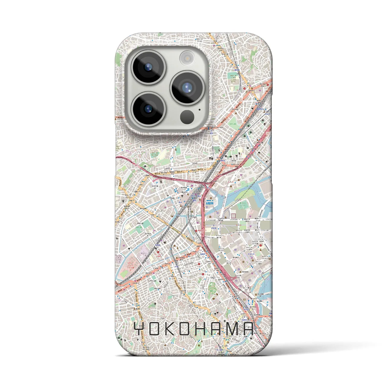 【横浜2】地図柄iPhoneケース（バックカバータイプ・ナチュラル）iPhone 15 Pro 用