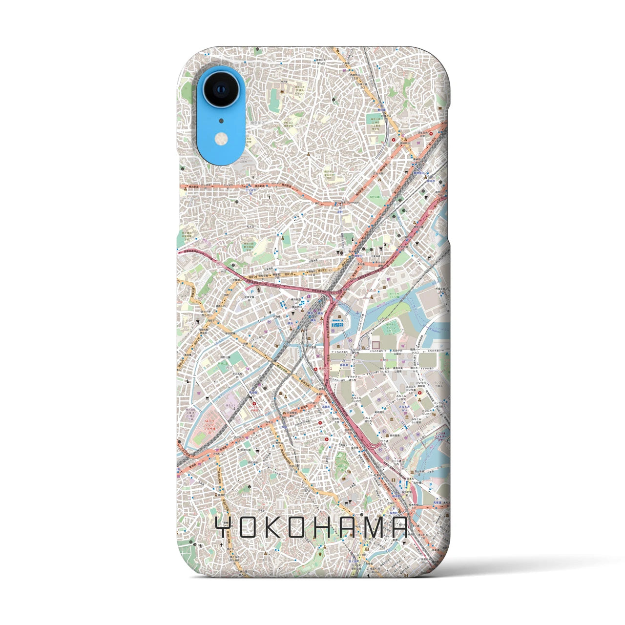 【横浜2】地図柄iPhoneケース（バックカバータイプ・ナチュラル）iPhone XR 用