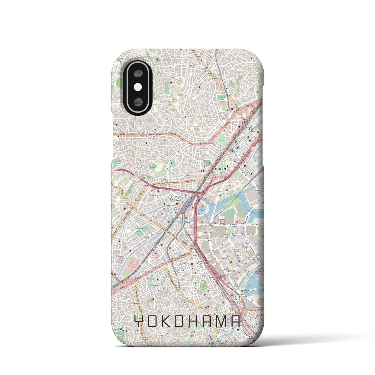 【横浜2】地図柄iPhoneケース（バックカバータイプ・ナチュラル）iPhone XS / X 用
