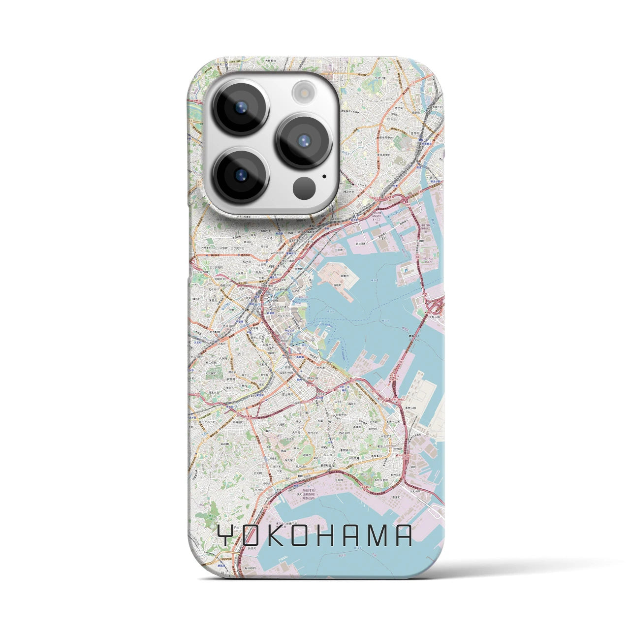 【横浜】地図柄iPhoneケース（バックカバータイプ・ナチュラル）iPhone 14 Pro 用