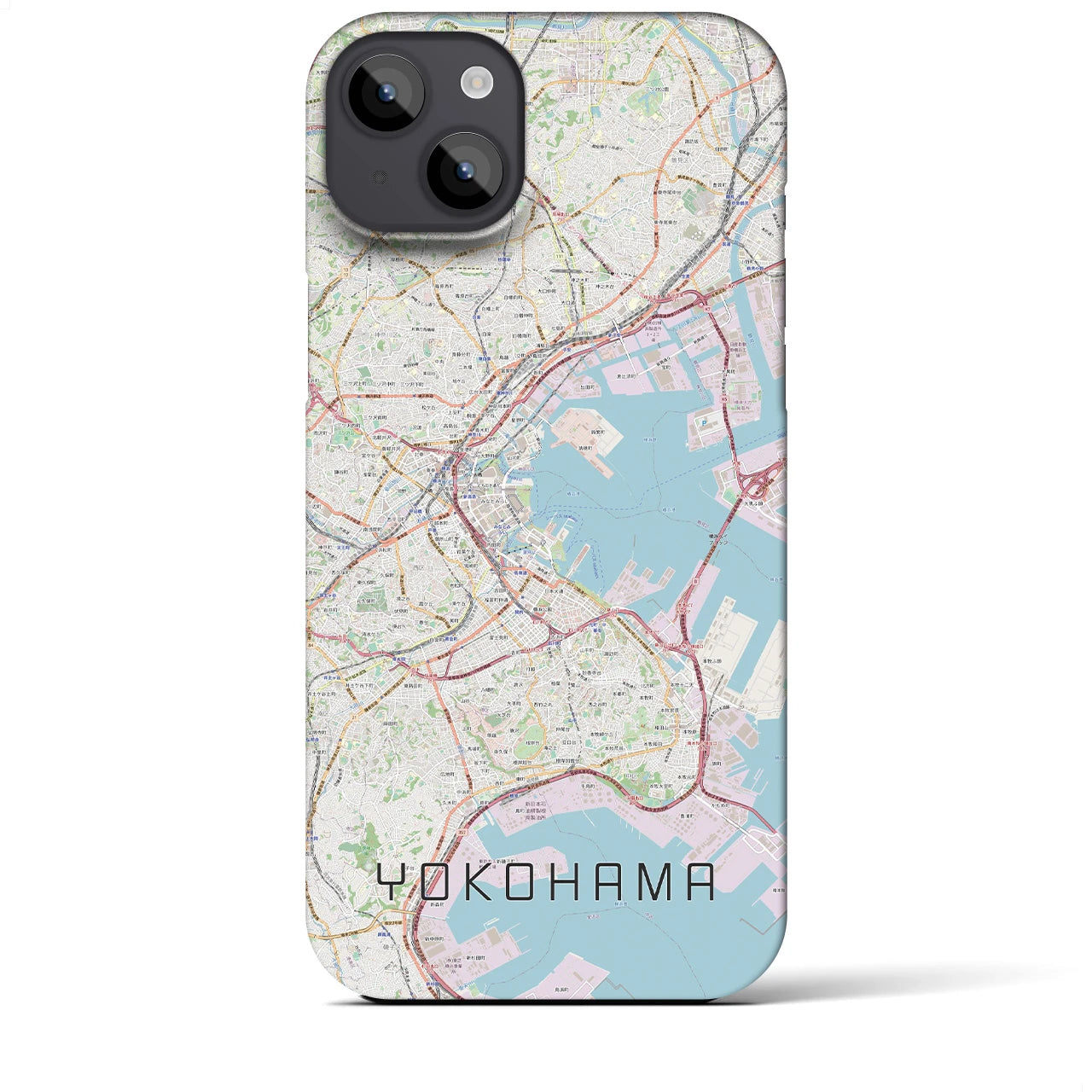 【横浜】地図柄iPhoneケース（バックカバータイプ・ナチュラル）iPhone 14 Plus 用