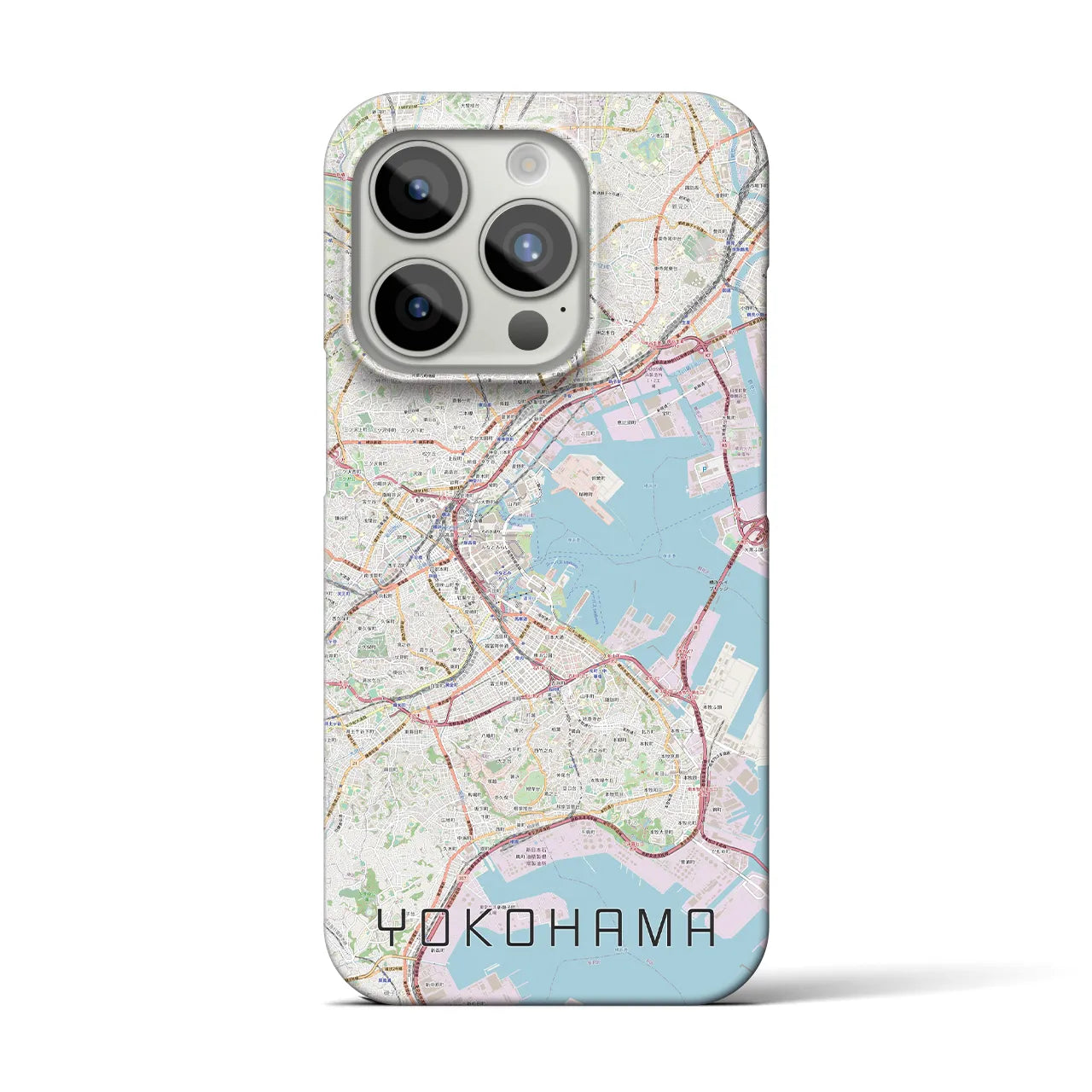 【横浜】地図柄iPhoneケース（バックカバータイプ・ナチュラル）iPhone 15 Pro 用
