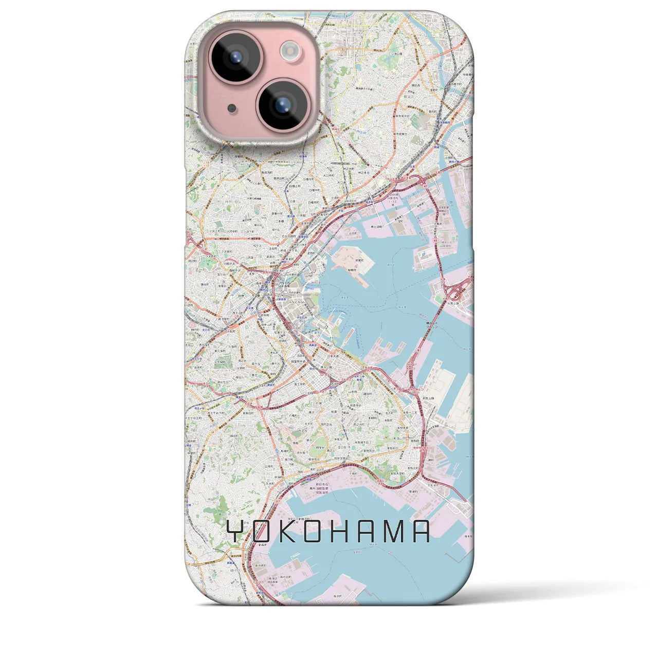 【横浜】地図柄iPhoneケース（バックカバータイプ・ナチュラル）iPhone 15 Plus 用