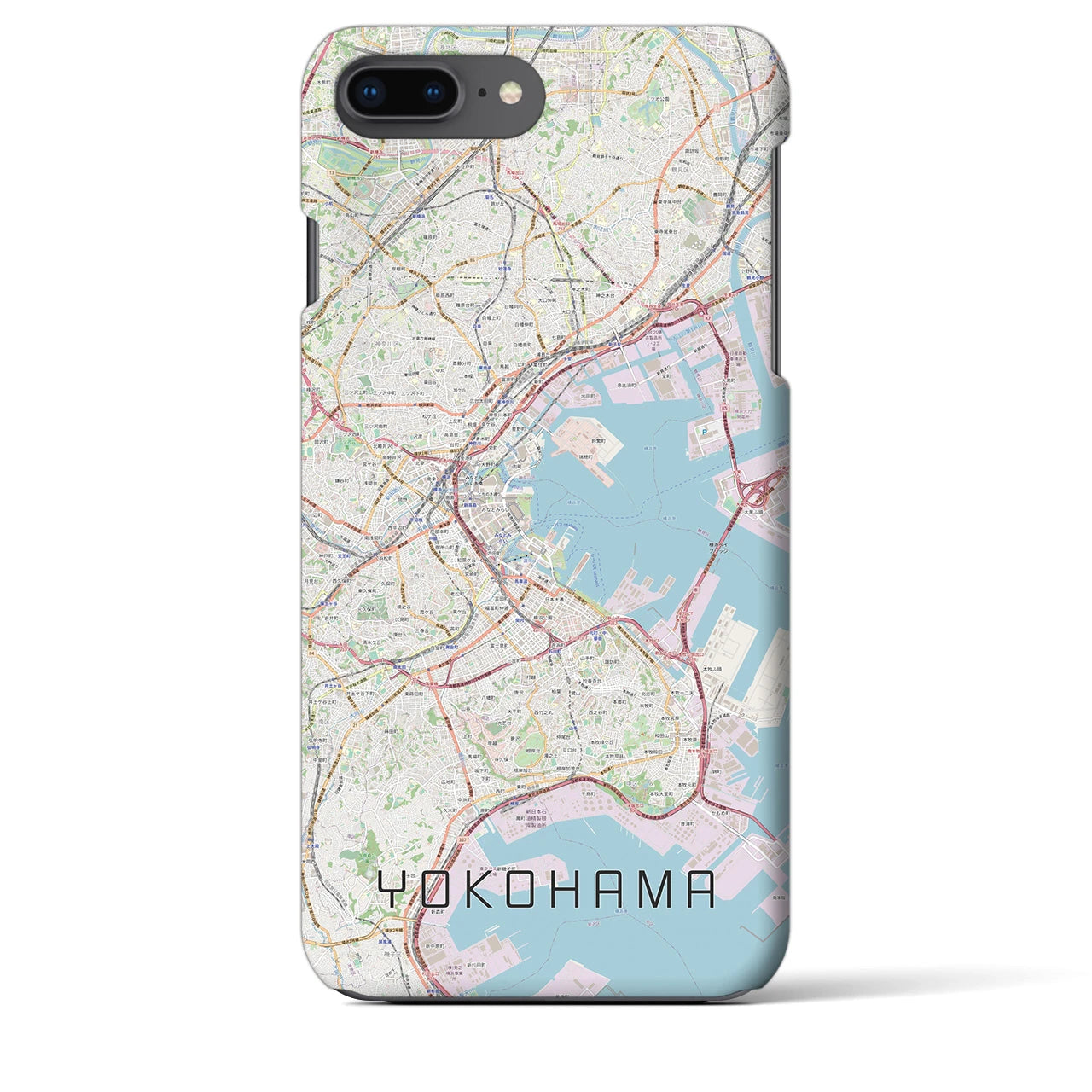 【横浜】地図柄iPhoneケース（バックカバータイプ・ナチュラル）iPhone 8Plus /7Plus / 6sPlus / 6Plus 用