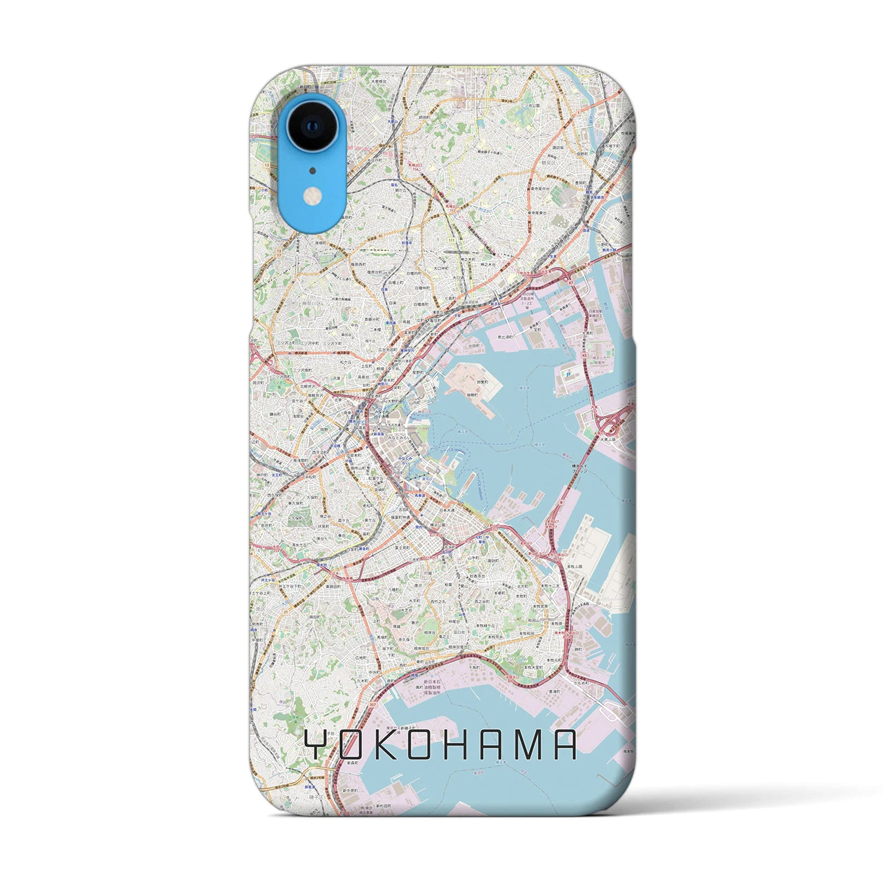 【横浜】地図柄iPhoneケース（バックカバータイプ・ナチュラル）iPhone XR 用