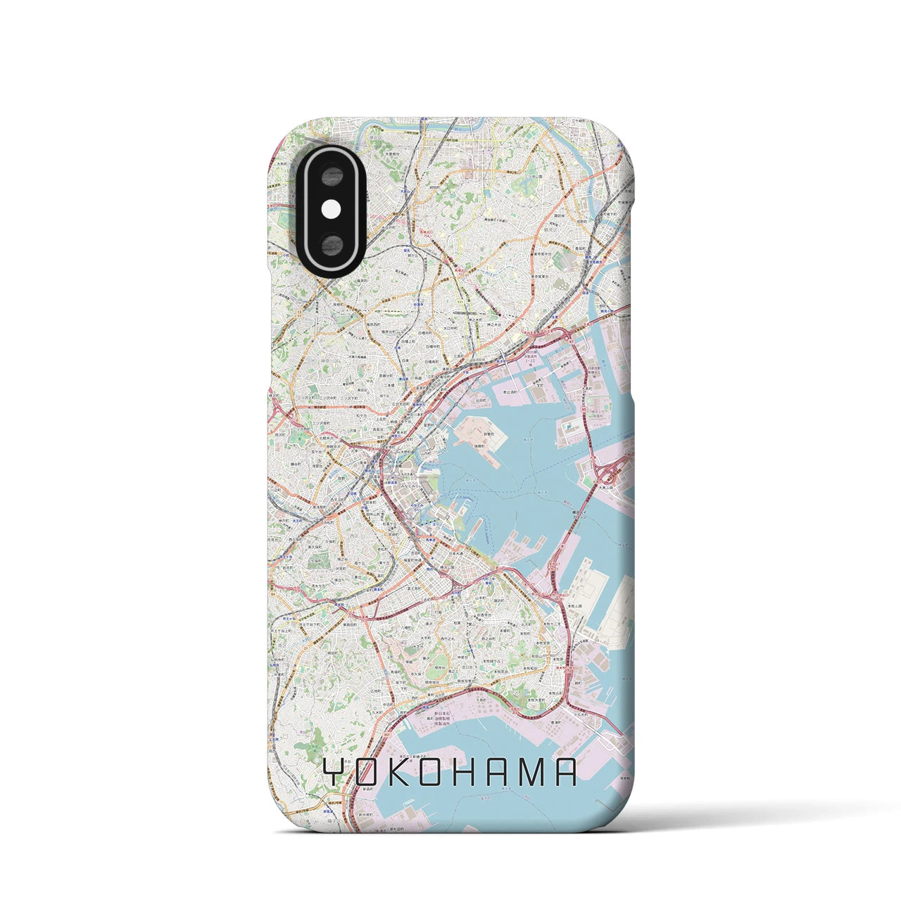 【横浜】地図柄iPhoneケース（バックカバータイプ・ナチュラル）iPhone XS / X 用