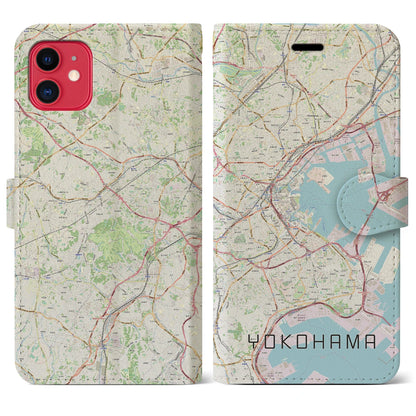 【横浜（神奈川県）】地図柄iPhoneケース（手帳タイプ）ナチュラル・iPhone 11 用