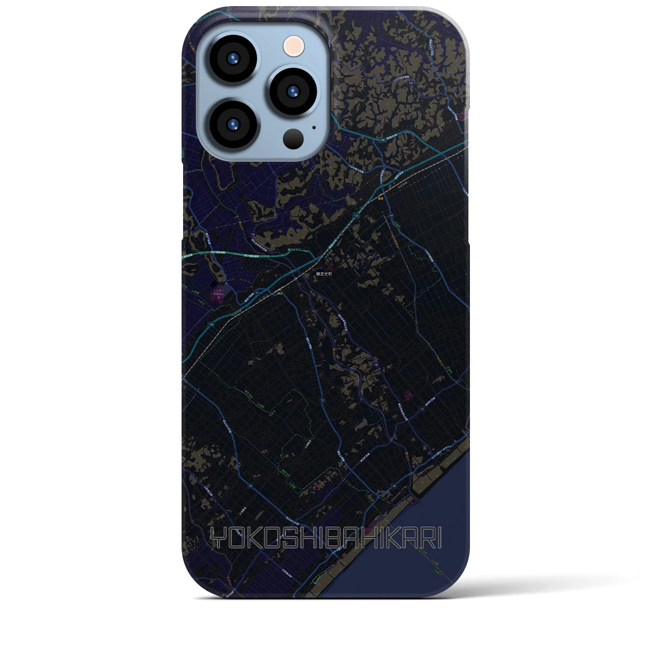 【横芝光】地図柄iPhoneケース（バックカバータイプ・ブラック）iPhone 13 Pro Max 用