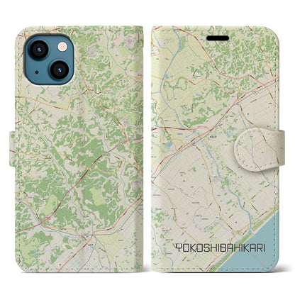 【横芝光（千葉県）】地図柄iPhoneケース（手帳タイプ）ナチュラル・iPhone 13 用