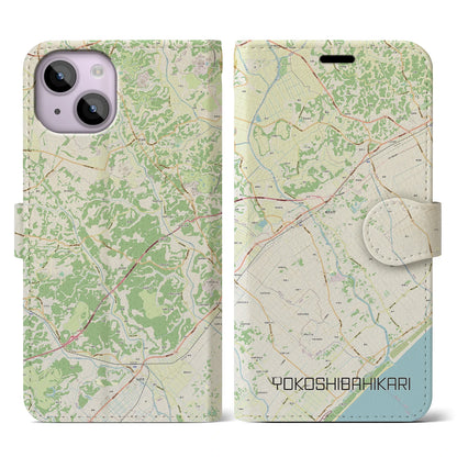 【横芝光（千葉県）】地図柄iPhoneケース（手帳タイプ）ナチュラル・iPhone 14 用