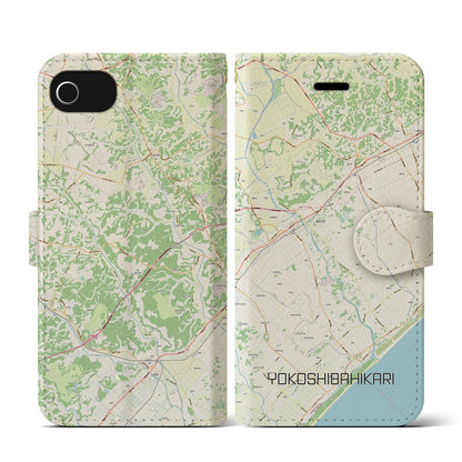 【横芝光（千葉県）】地図柄iPhoneケース（手帳タイプ）ナチュラル・iPhone SE（第3 / 第2世代） / 8 / 7 / 6s / 6 用