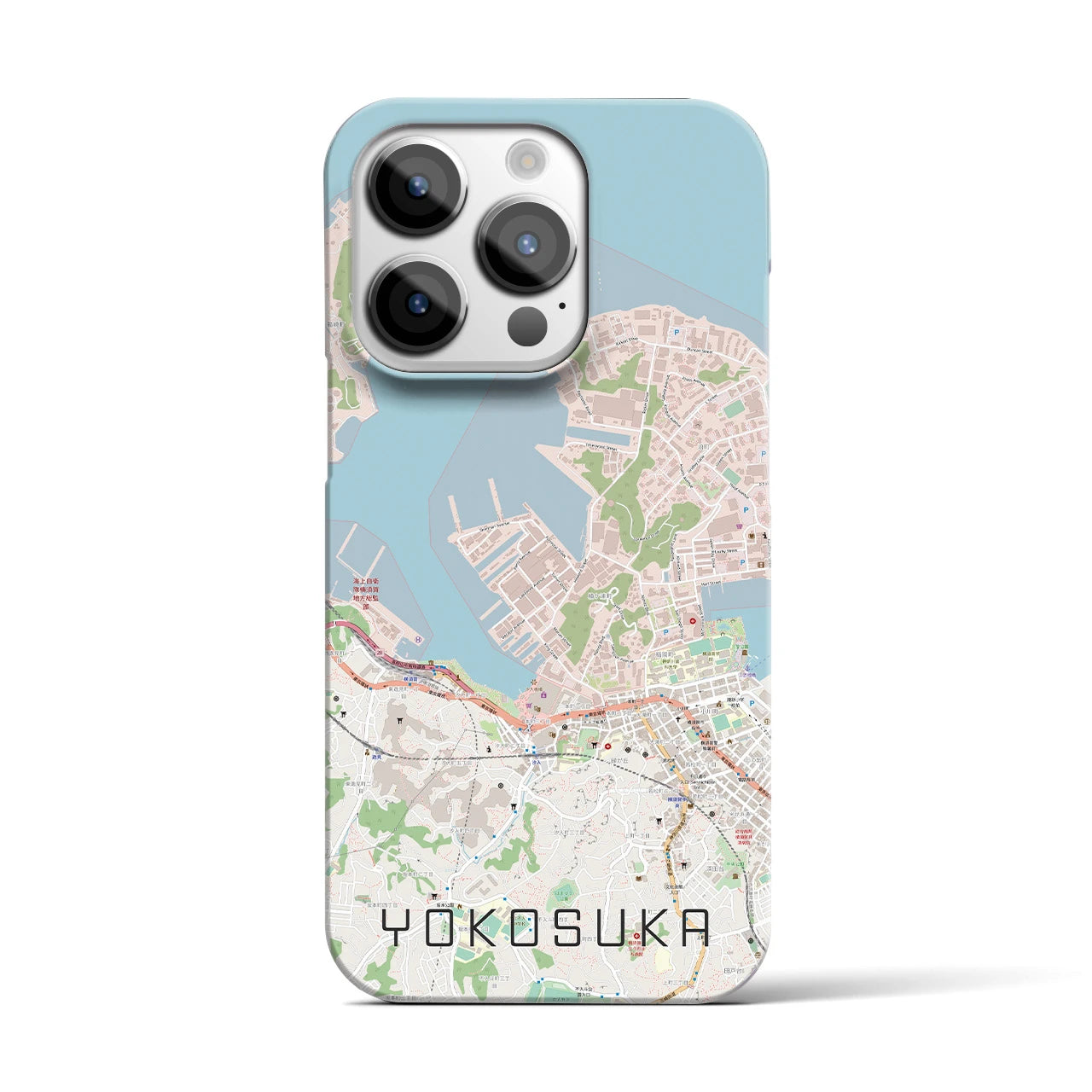【横須賀】地図柄iPhoneケース（バックカバータイプ・ナチュラル）iPhone 14 Pro 用