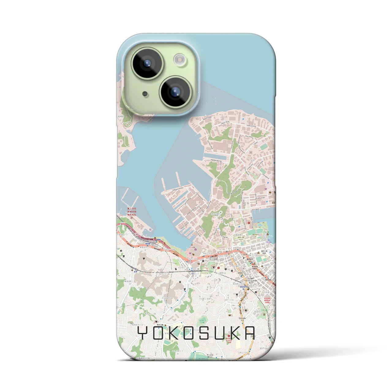 【横須賀】地図柄iPhoneケース（バックカバータイプ・ナチュラル）iPhone 15 用