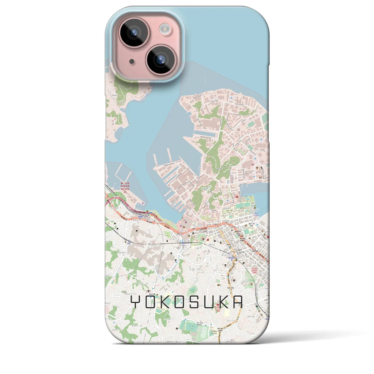 【横須賀】地図柄iPhoneケース（バックカバータイプ・ナチュラル）iPhone 15 Plus 用