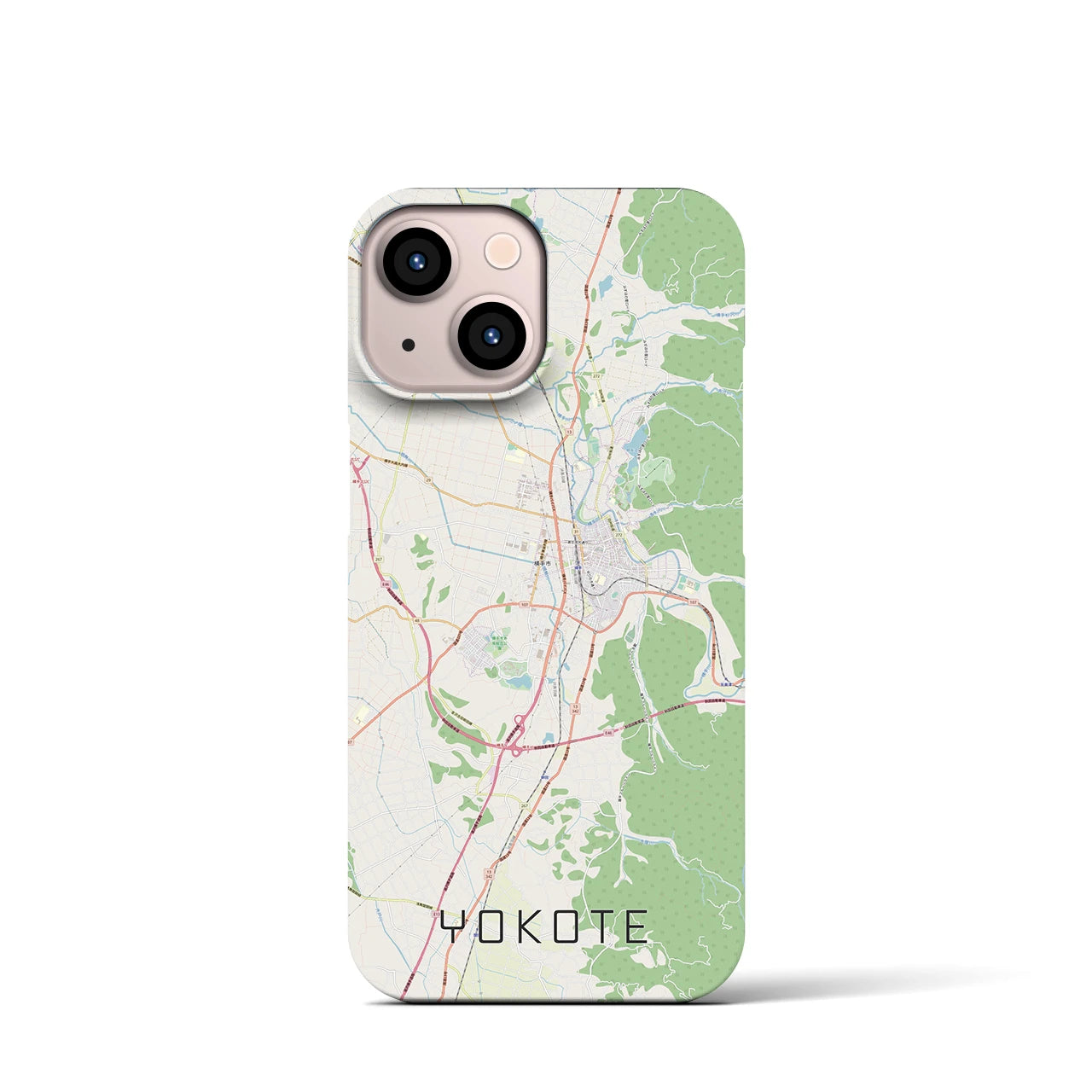 【横手】地図柄iPhoneケース（バックカバータイプ・ナチュラル）iPhone 13 mini 用