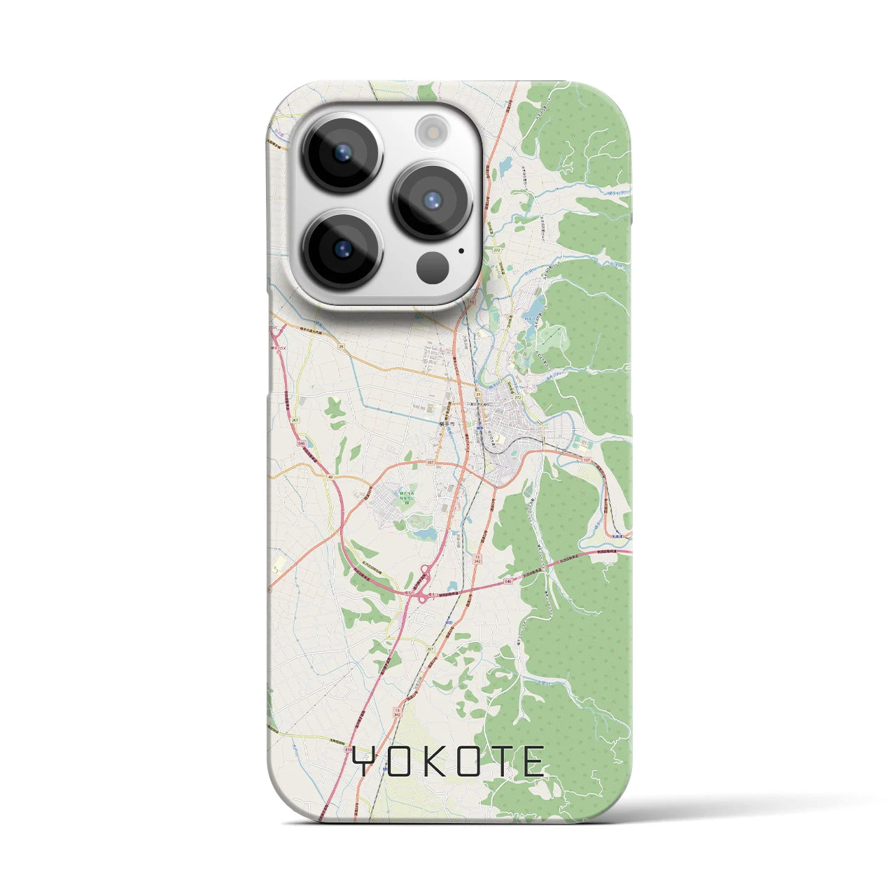 【横手】地図柄iPhoneケース（バックカバータイプ・ナチュラル）iPhone 14 Pro 用