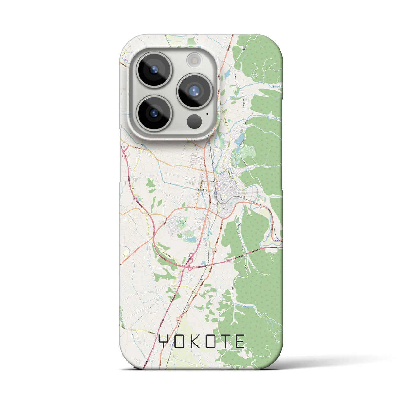 【横手】地図柄iPhoneケース（バックカバータイプ・ナチュラル）iPhone 15 Pro 用