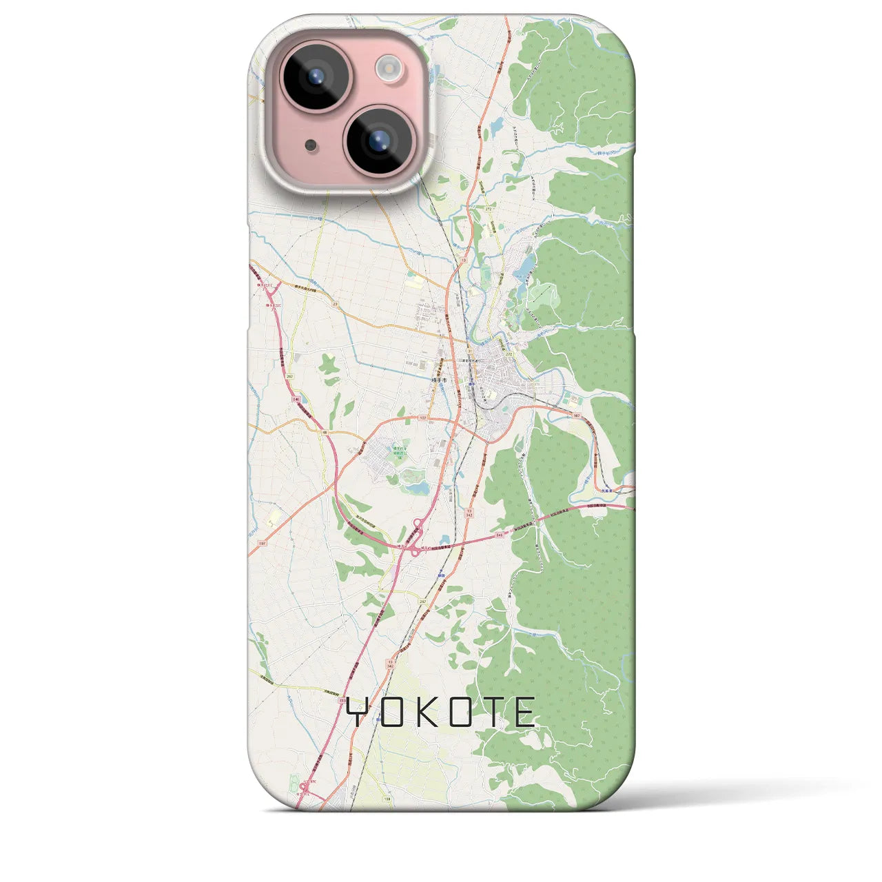 【横手】地図柄iPhoneケース（バックカバータイプ・ナチュラル）iPhone 15 Plus 用