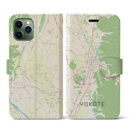 【横手（秋田県）】地図柄iPhoneケース（手帳タイプ）ナチュラル・iPhone 11 Pro 用