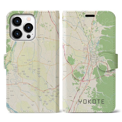 【横手（秋田県）】地図柄iPhoneケース（手帳タイプ）ナチュラル・iPhone 13 Pro 用