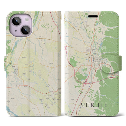 【横手（秋田県）】地図柄iPhoneケース（手帳タイプ）ナチュラル・iPhone 14 用