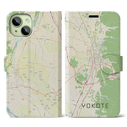 【横手（秋田県）】地図柄iPhoneケース（手帳タイプ）ナチュラル・iPhone 15 用