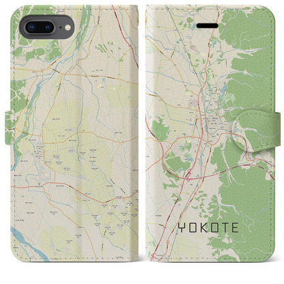 【横手（秋田県）】地図柄iPhoneケース（手帳タイプ）ナチュラル・iPhone 8Plus /7Plus / 6sPlus / 6Plus 用