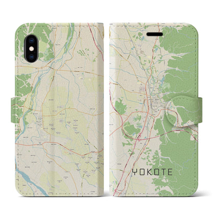 【横手（秋田県）】地図柄iPhoneケース（手帳タイプ）ナチュラル・iPhone XS / X 用