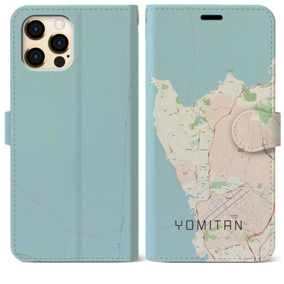 【読谷（沖縄県）】地図柄iPhoneケース（手帳タイプ）ナチュラル・iPhone 12 Pro Max 用