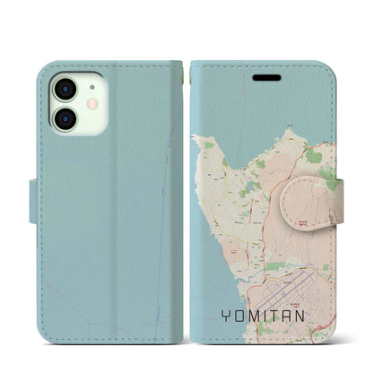 【読谷（沖縄県）】地図柄iPhoneケース（手帳タイプ）ナチュラル・iPhone 12 mini 用