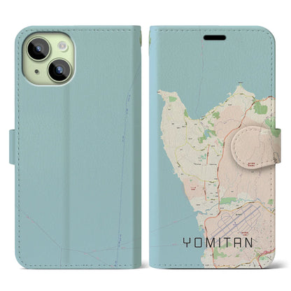 【読谷（沖縄県）】地図柄iPhoneケース（手帳タイプ）ナチュラル・iPhone 15 用