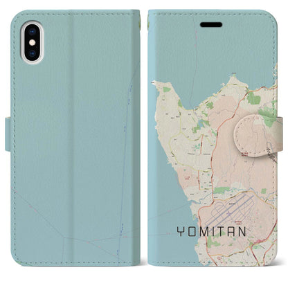 【読谷（沖縄県）】地図柄iPhoneケース（手帳タイプ）ナチュラル・iPhone XS Max 用