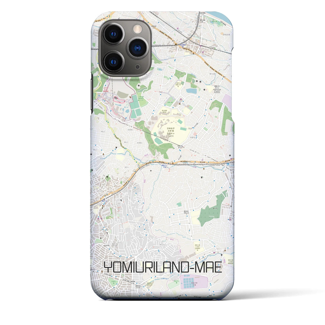 【読売ランド前】地図柄iPhoneケース（バックカバータイプ・ナチュラル）iPhone 11 Pro Max 用