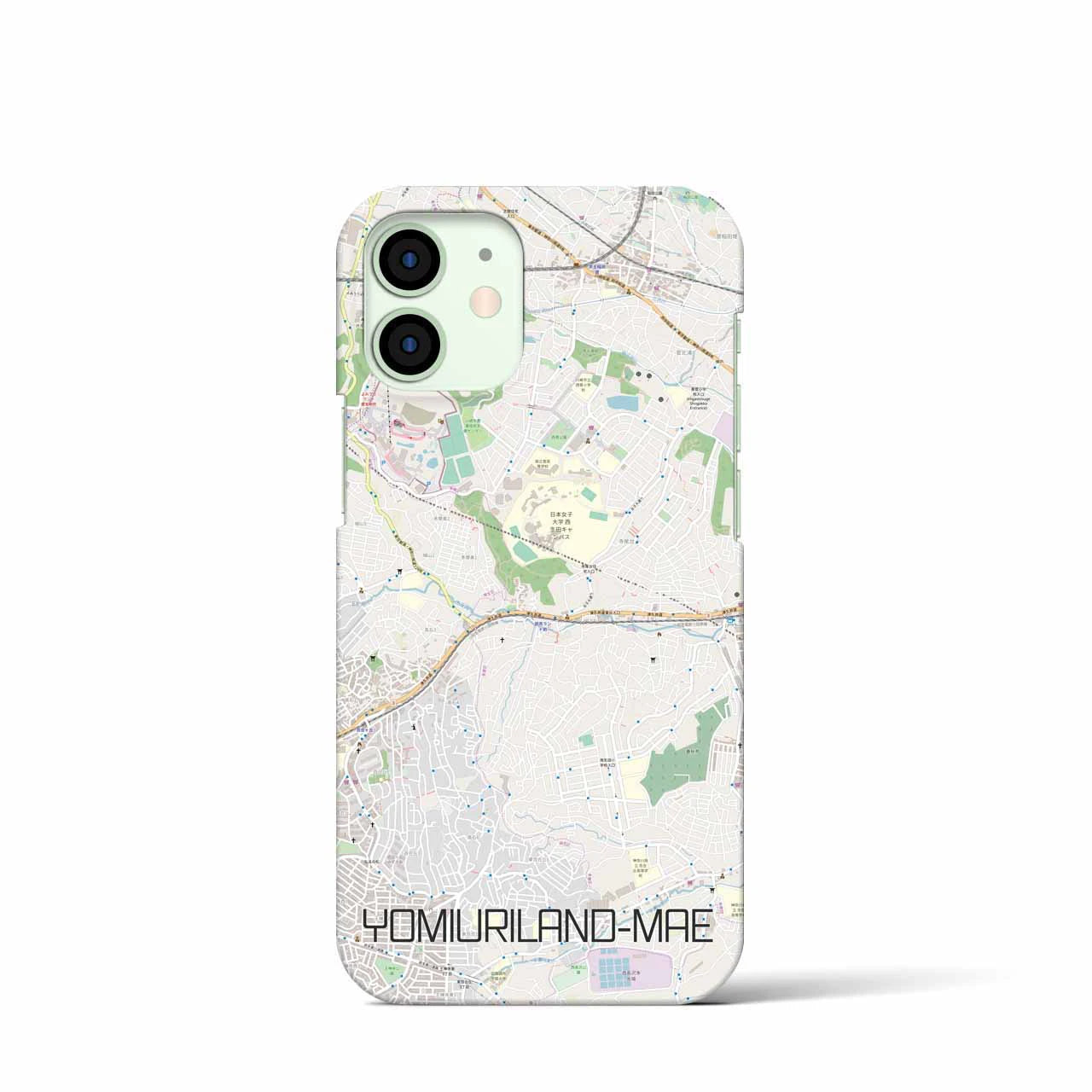 【読売ランド前】地図柄iPhoneケース（バックカバータイプ・ナチュラル）iPhone 12 mini 用