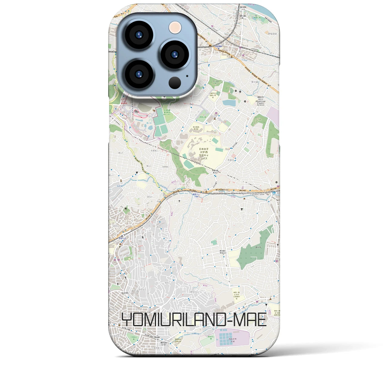 【読売ランド前】地図柄iPhoneケース（バックカバータイプ・ナチュラル）iPhone 13 Pro Max 用