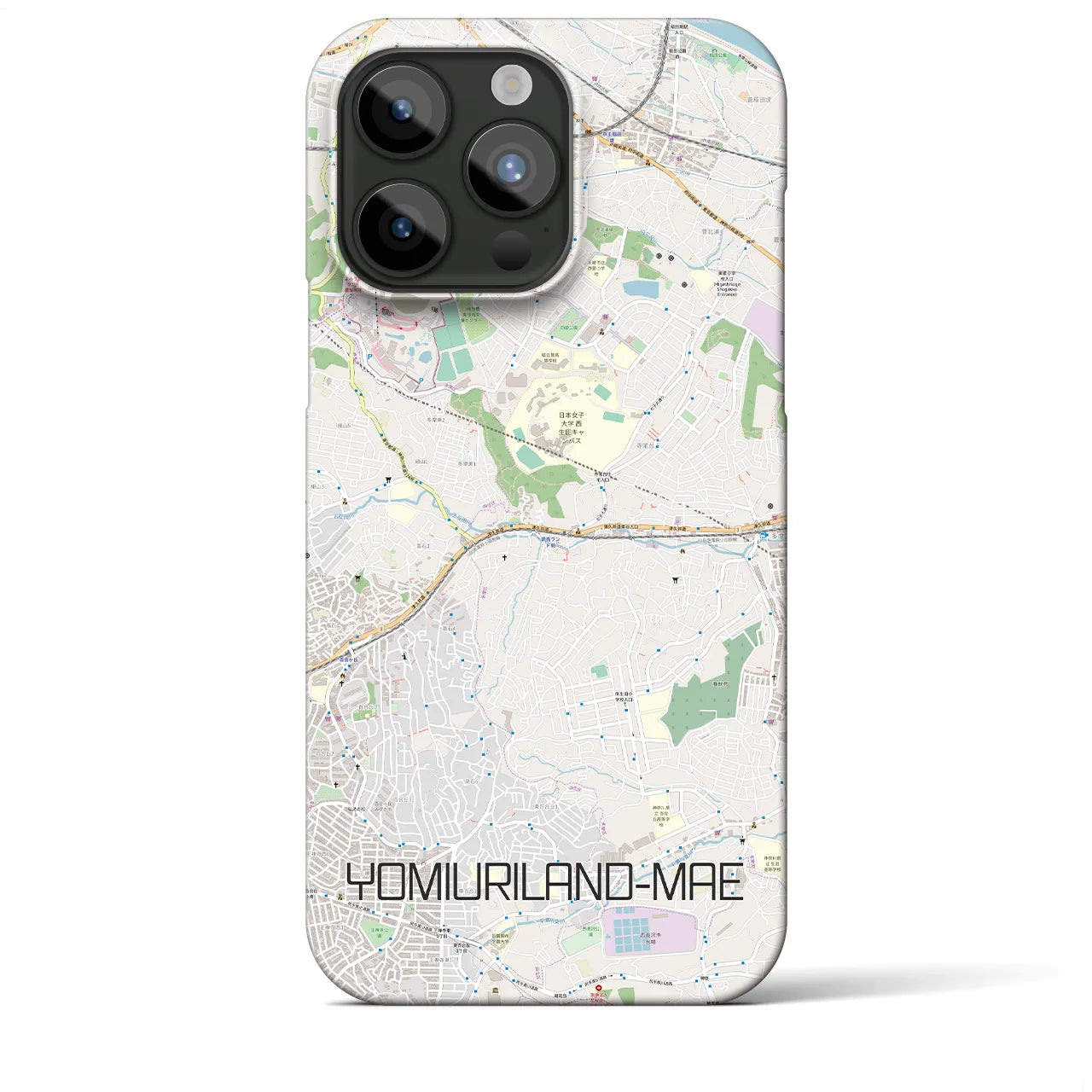 【読売ランド前】地図柄iPhoneケース（バックカバータイプ・ナチュラル）iPhone 15 Pro Max 用