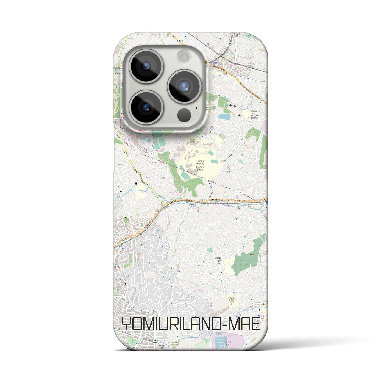 【読売ランド前】地図柄iPhoneケース（バックカバータイプ・ナチュラル）iPhone 15 Pro 用