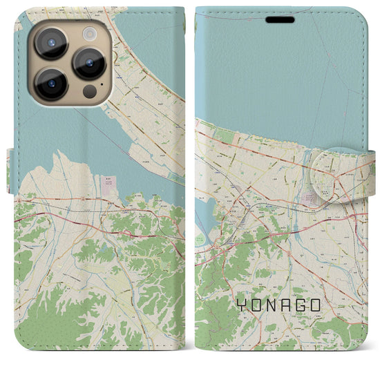 【米子】地図柄iPhoneケース（手帳両面タイプ・ナチュラル）iPhone 14 Pro Max 用
