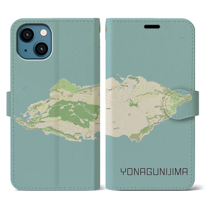 【与那国島（沖縄県）】地図柄iPhoneケース（手帳タイプ）ナチュラル・iPhone 13 Pro 用
