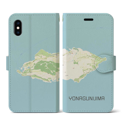 【与那国島（沖縄県）】地図柄iPhoneケース（手帳タイプ）ナチュラル・iPhone XS / X 用