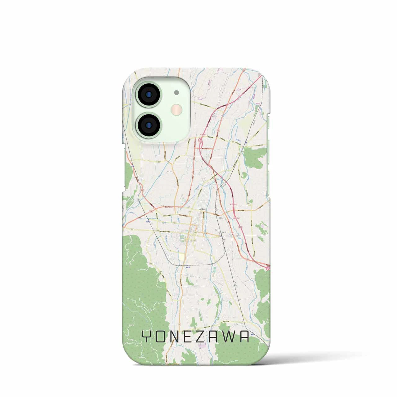 【米沢】地図柄iPhoneケース（バックカバータイプ・ナチュラル）iPhone 12 mini 用