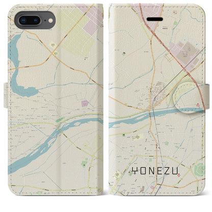 【米津（愛知県）】地図柄iPhoneケース（手帳タイプ）ナチュラル・iPhone 8Plus /7Plus / 6sPlus / 6Plus 用