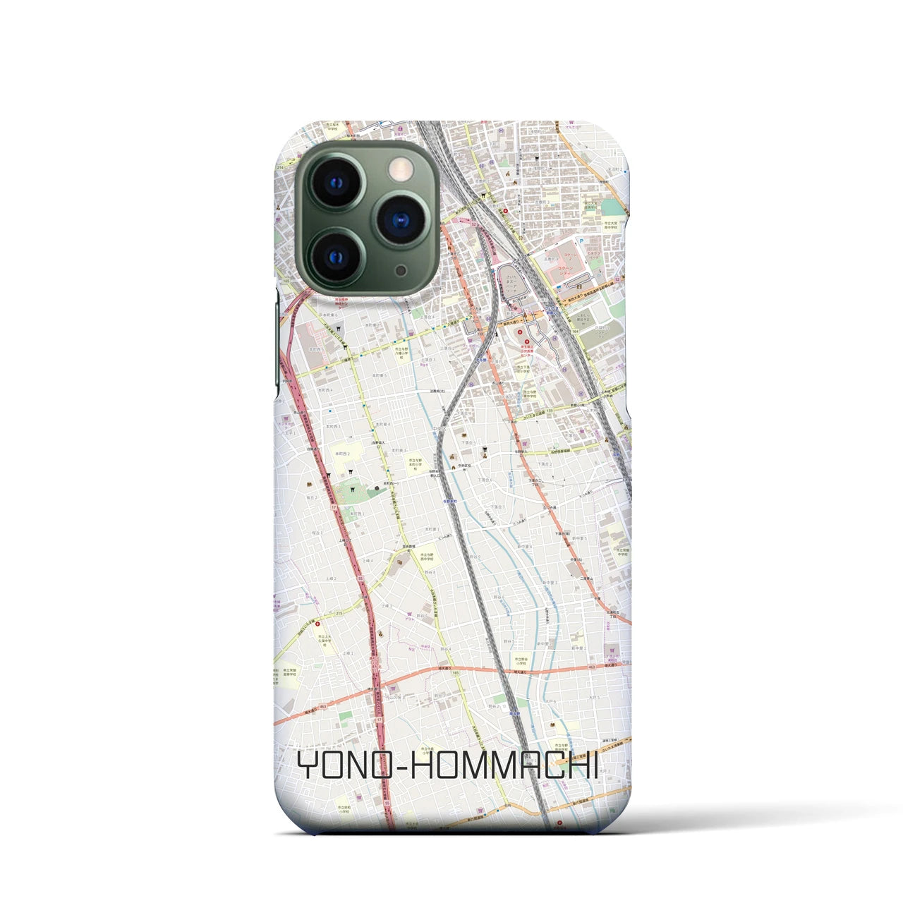 【与野本町】地図柄iPhoneケース（バックカバータイプ・ナチュラル）iPhone 11 Pro 用