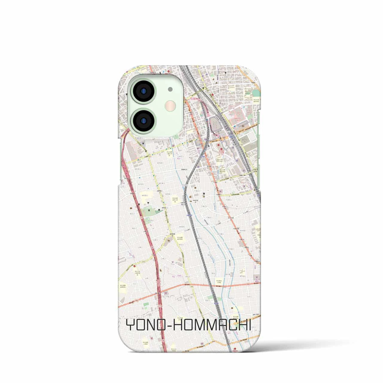 【与野本町】地図柄iPhoneケース（バックカバータイプ・ナチュラル）iPhone 12 mini 用