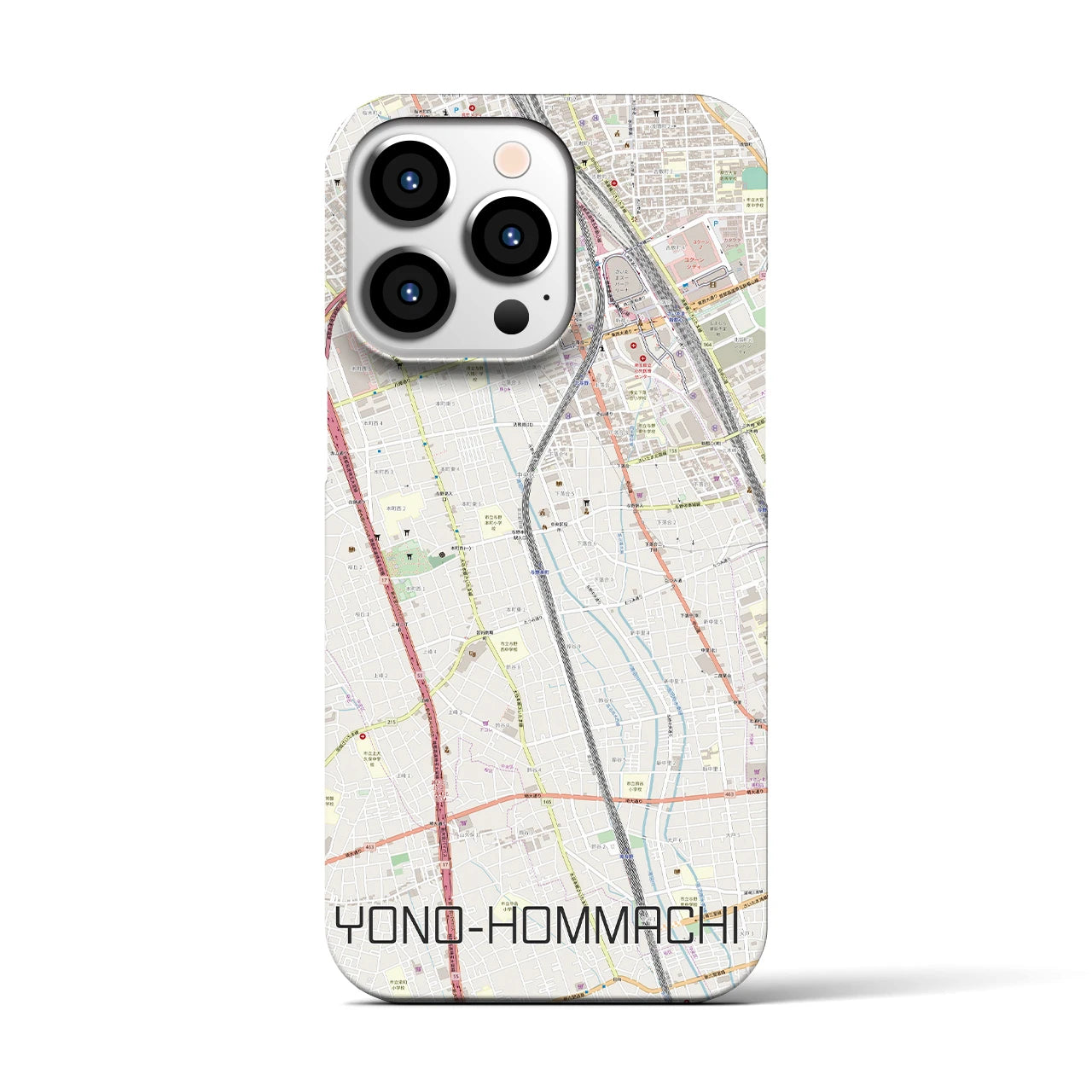 【与野本町】地図柄iPhoneケース（バックカバータイプ・ナチュラル）iPhone 13 Pro 用