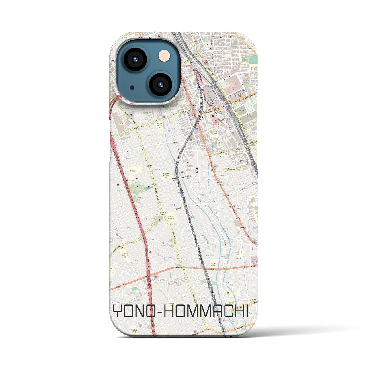 【与野本町】地図柄iPhoneケース（バックカバータイプ・ナチュラル）iPhone 13 用