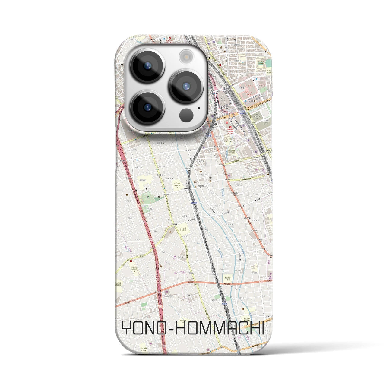 【与野本町】地図柄iPhoneケース（バックカバータイプ・ナチュラル）iPhone 14 Pro 用