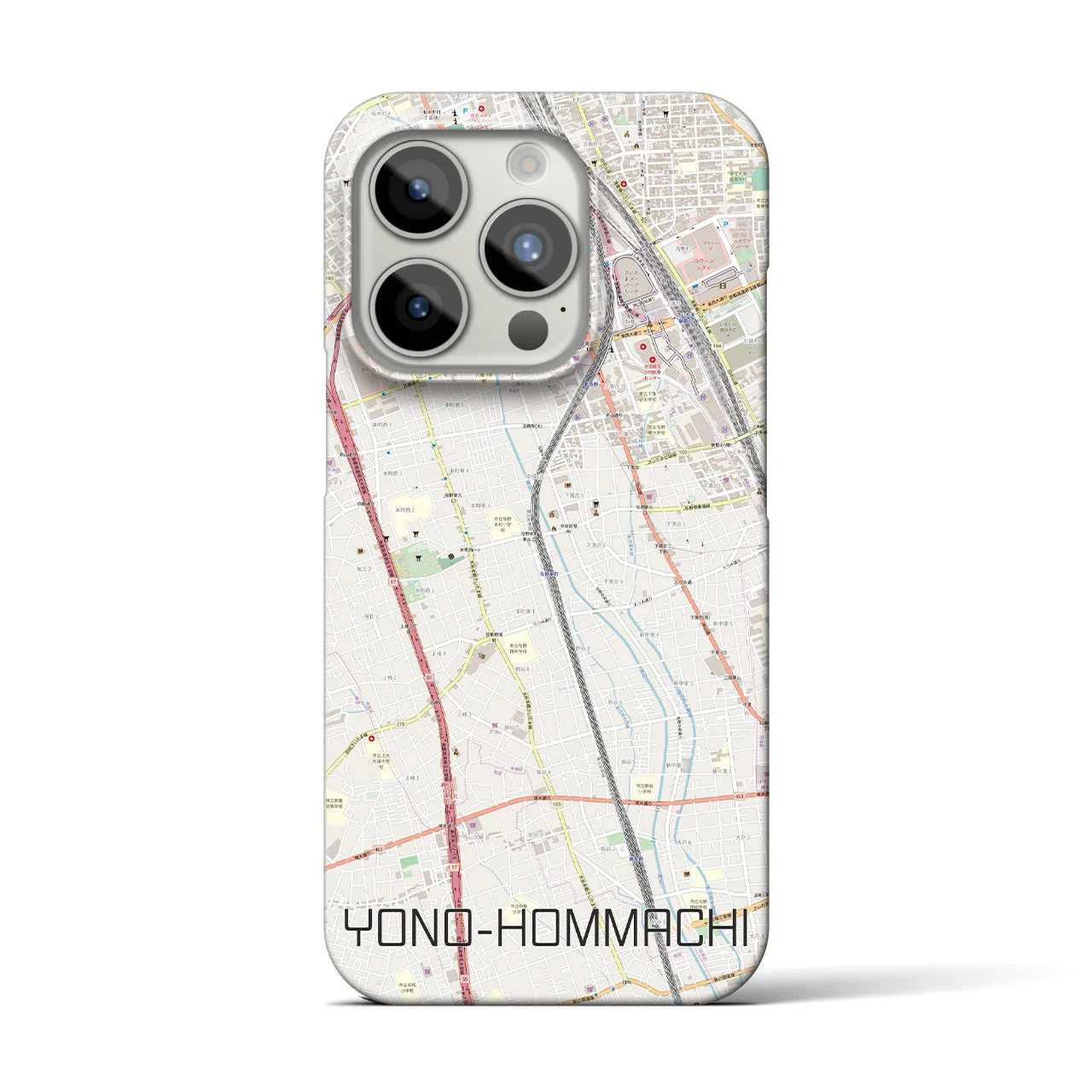 【与野本町】地図柄iPhoneケース（バックカバータイプ・ナチュラル）iPhone 15 Pro 用