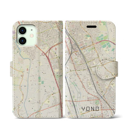 【与野】地図柄iPhoneケース（手帳両面タイプ・ナチュラル）iPhone 12 mini 用